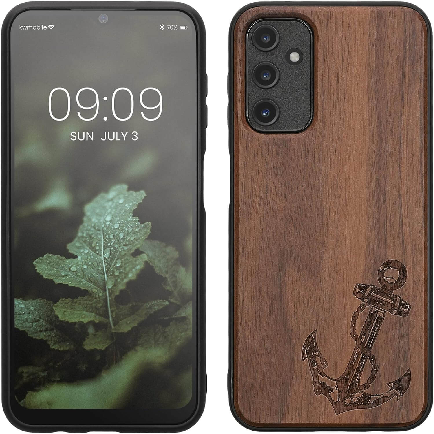 KW Samsung Galaxy A14 5G Θήκη από Φυσικό Ξύλο - Design Anchor Vintage - Dark Brown - 60817.04