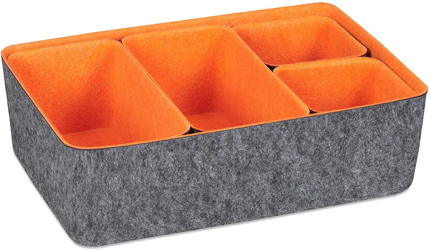Relaxdays Σετ με 5 Κουτιά Αποθήκευσης για Συρτάρι - Grey / Orange - 4052025353728