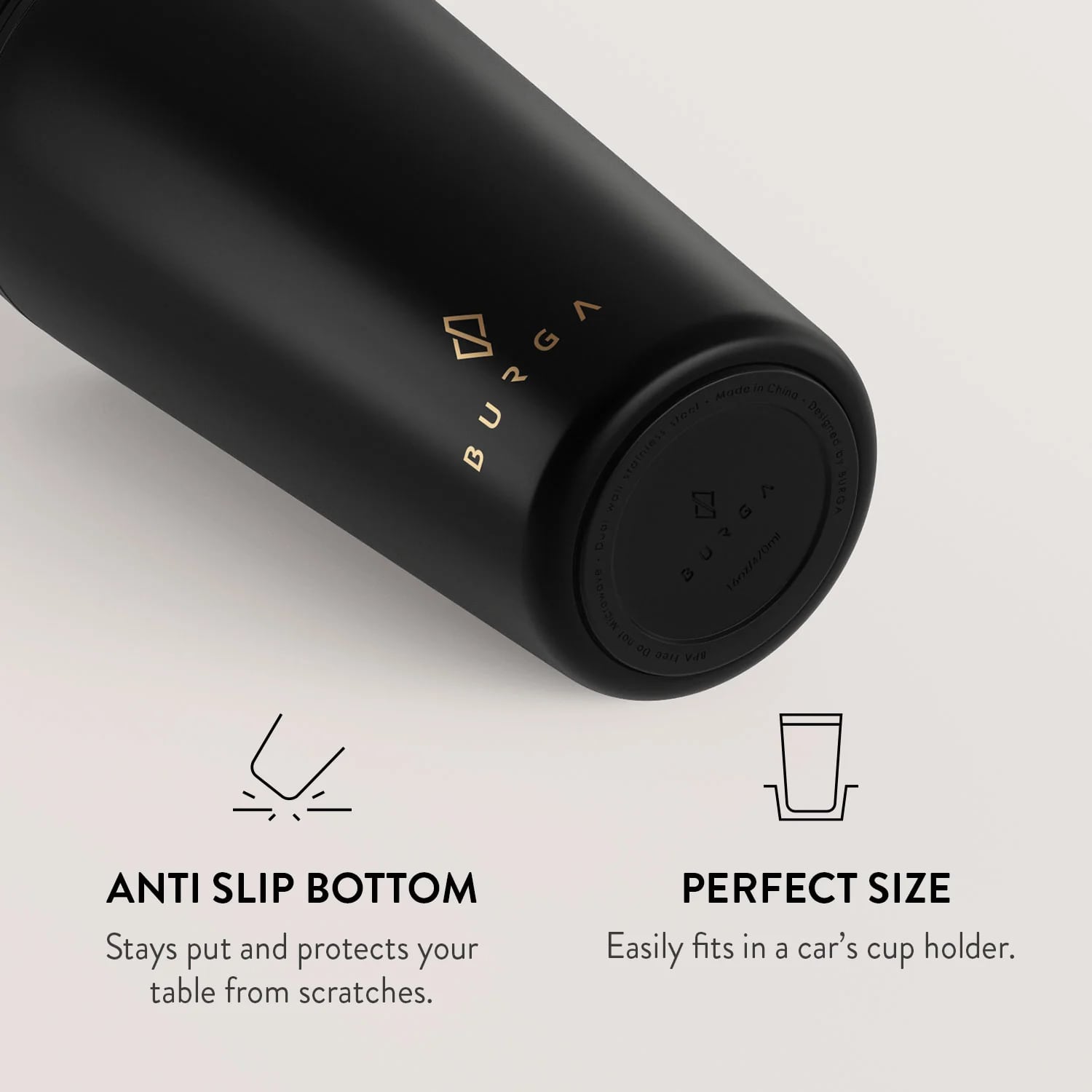 Burga COFFEE-CUP Κούπα Θερμός από Ανοξείδωτο Ατσάλι - 470ml - SolidBlack