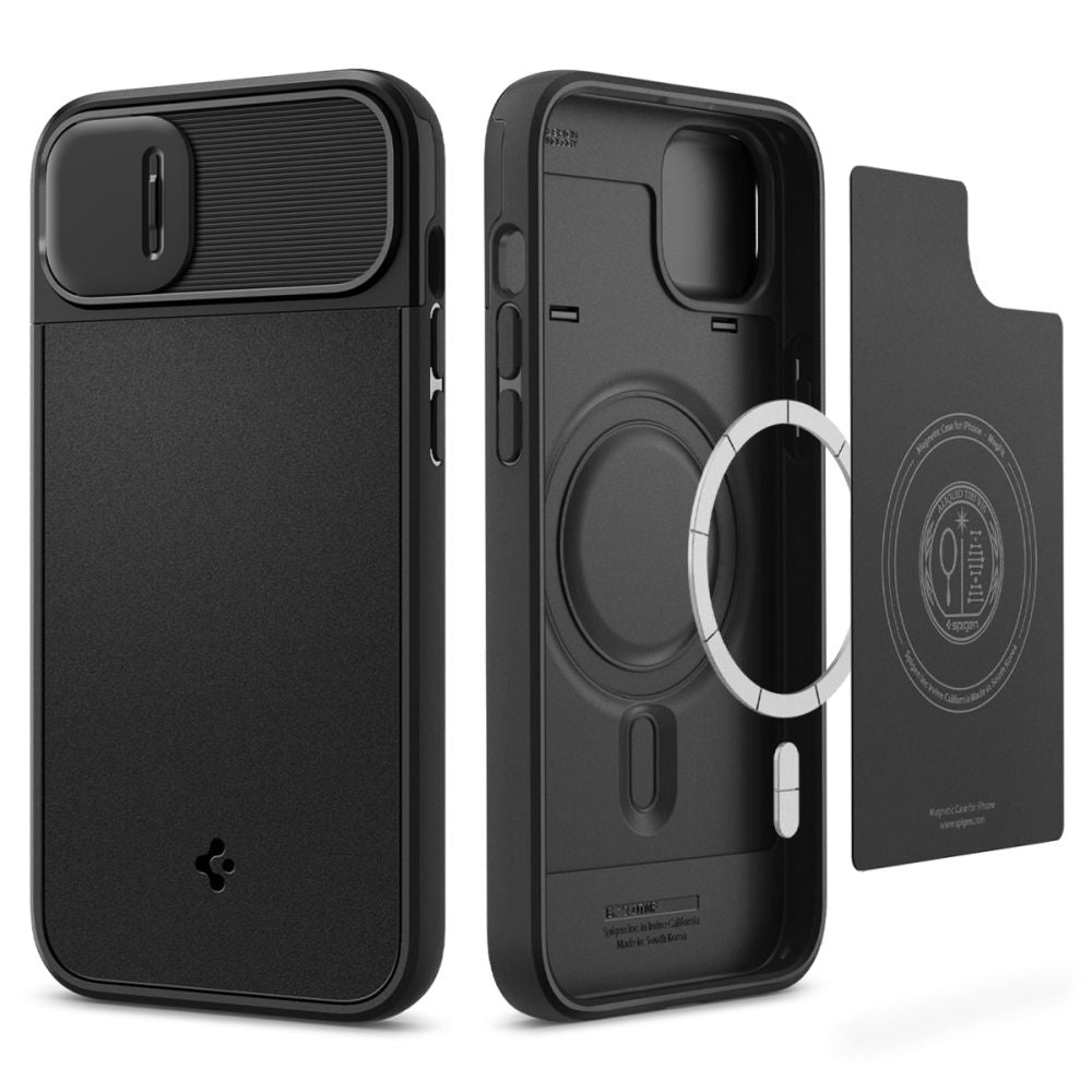 Spigen iPhone 14 Plus / iPhone 15 Plus Optik Armor Mag Θήκη Σιλικόνης με Κάλυμμα για την Κάμερα και MagSafe - Black