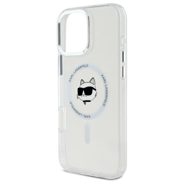 Karl Lagerfeld iPhone 16 Pro Max - IML Metal Choupette Head - MagSafe Σκληρή Θήκη με Πλαίσιο Σιλικόνης - White - KLHMP16SHLSCHH