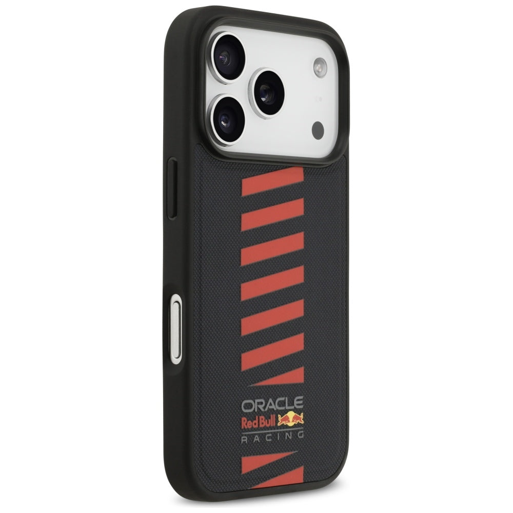 Red Bull iPhone 17 Pro - Meshed Powerbar MagSafe - Σκληρή Θήκη με Πλαίσιο Σιλικόνης και Επένδυση από Οικολογικό Δέρμα - Navy Blue - RBHMP17L24PUDSRV