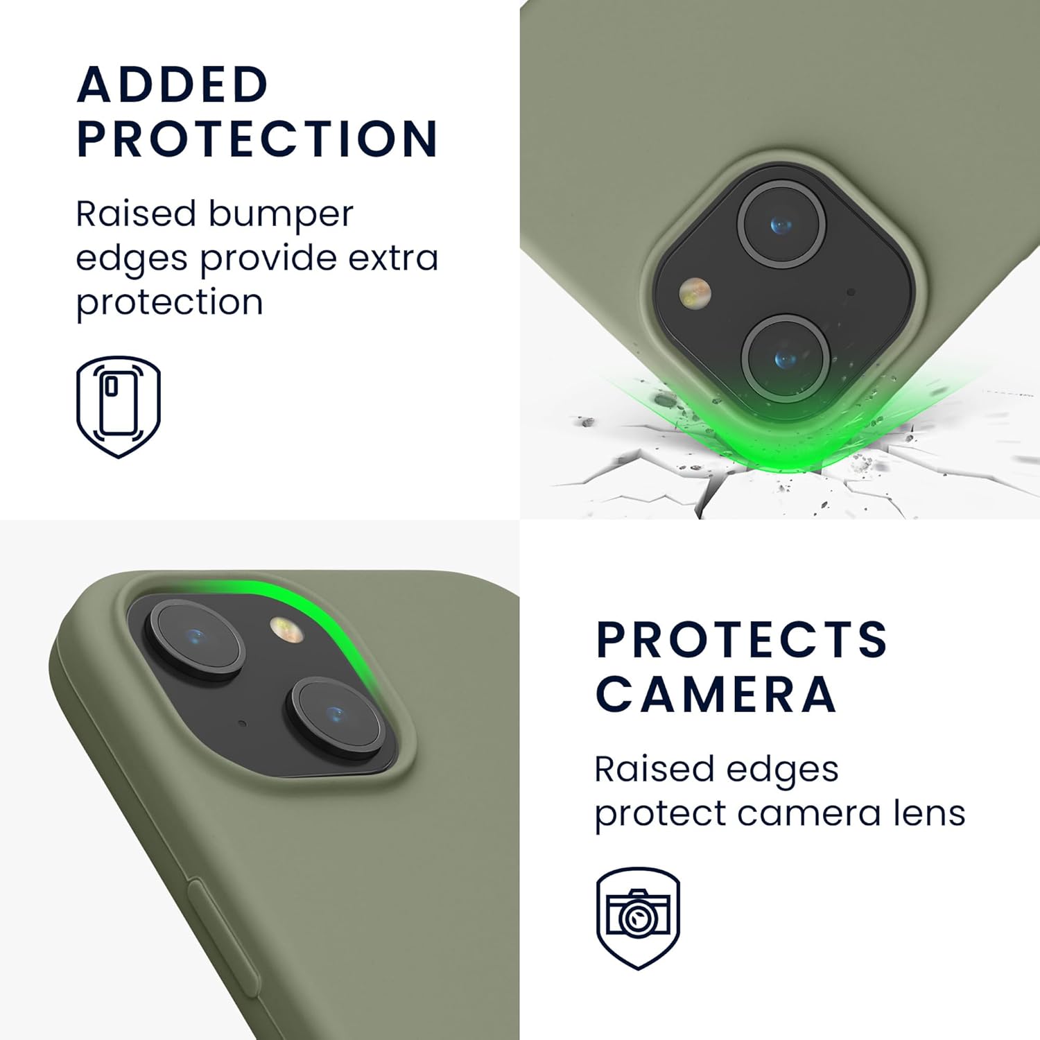 KW iPhone 15 Θήκη Σιλικόνης Rubberized TPU - Grey Green