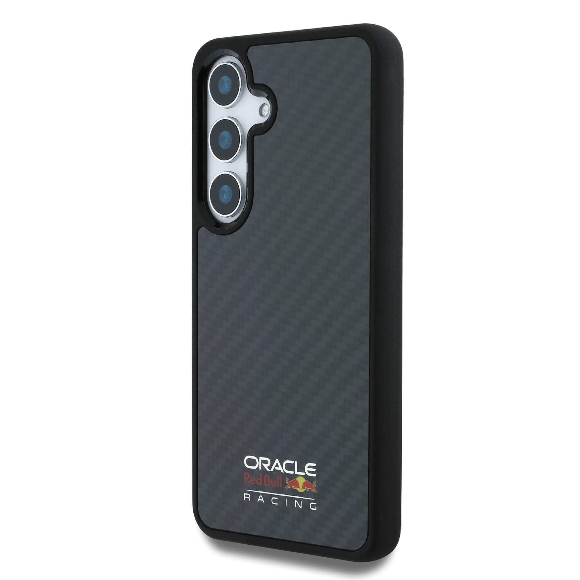 Red Bull Samsung Galaxy S25 - Real Carbon Fiber Shiny Logo - MagSafe Σκληρή Θήκη με Πλαίσιο Σιλικόνης - Black - RBHMS25S24CFILSK