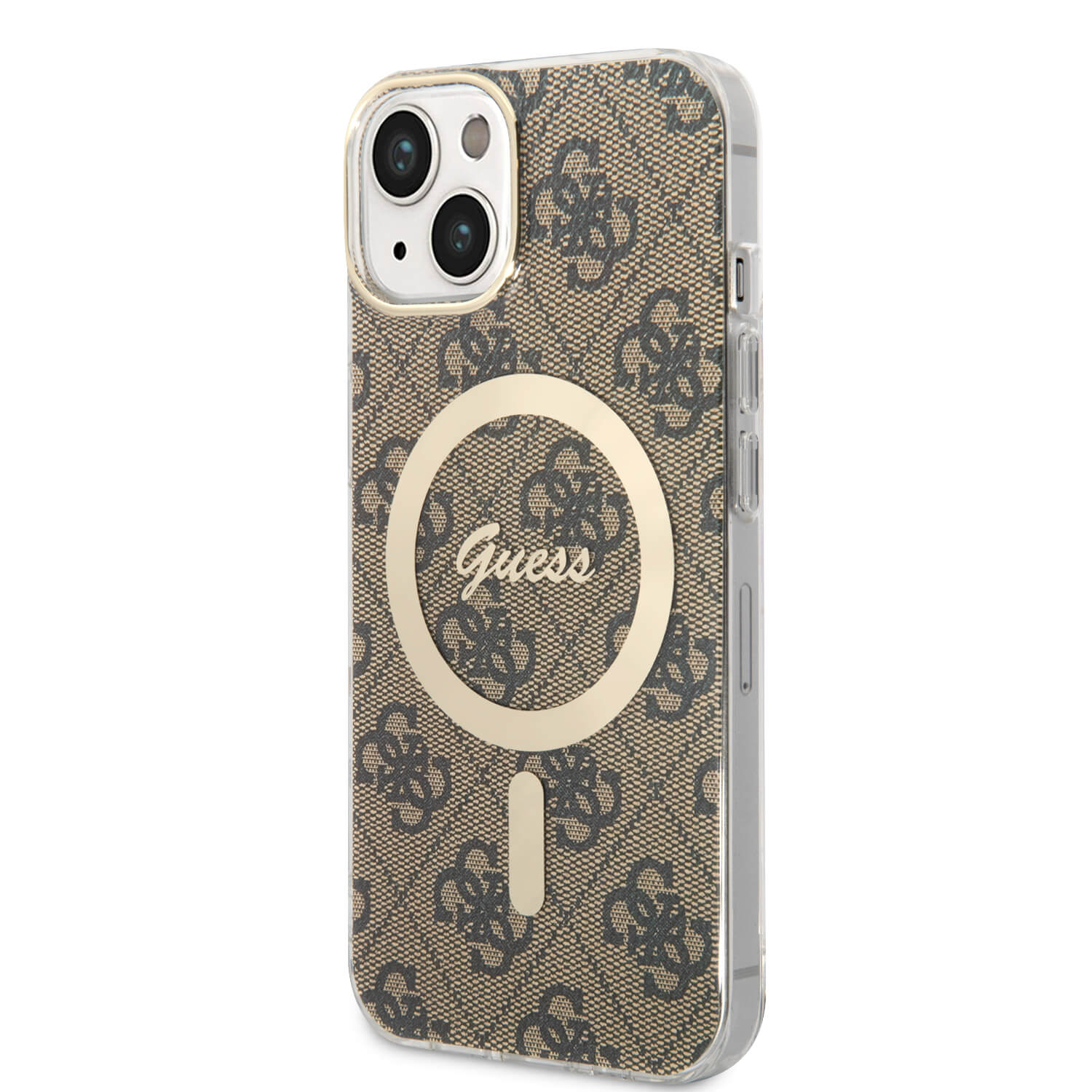 Guess iPhone 15 Plus / 14 Plus IML 4G MagSafe Σκληρή Θήκη με Πλαίσιο Σιλικόνης και MagSafe - Brown - GUHMP15MH4STW