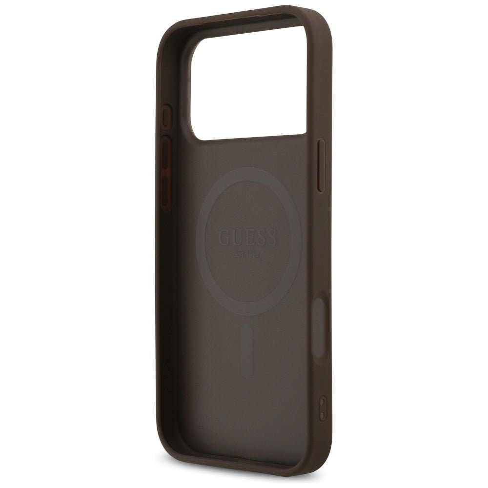 Guess iPhone 17 Pro Max - 4G Printed Stripes MagSafe - Θήκη με Επένδυση Συνθετικού Δέρματος - Brown - GUHMP17XP4RPSW
