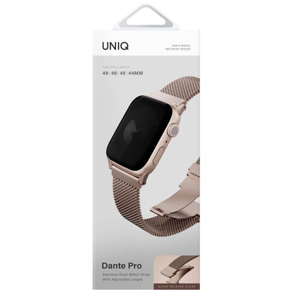 Uniq Λουράκι Apple Watch 4 / 5 / 6 / 7 / 8 / 9 / SE / SE 2 / Ultra / Ultra 2 - 44 / 45 / 46 / 49 mm Dante Pro από Ανοξείδωτο Ατσάλι - Metallic Rose
