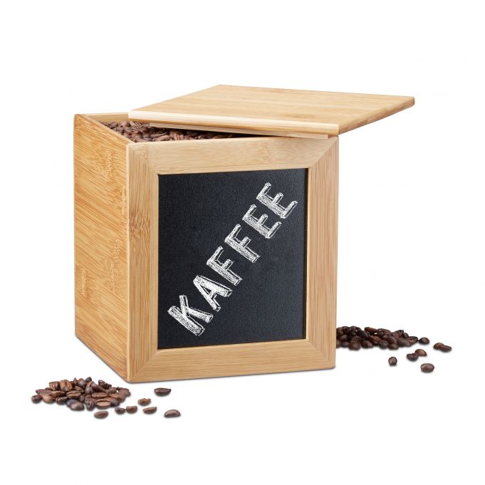 Relaxdays Κουτί Αποθήκευσης από Bamboo με Καπάκι και Μαυροπίνακα - Natural - 4052025215750