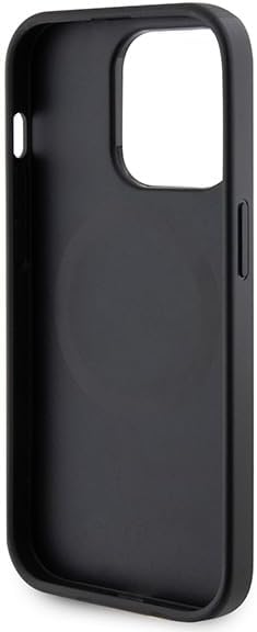 Guess iPhone 15 Pro Saffiano MagSafe Σκληρή Θήκη με Πλαίσιο Σιλικόνης και MagSafe - Black - GUHMP15LPSAHMCK