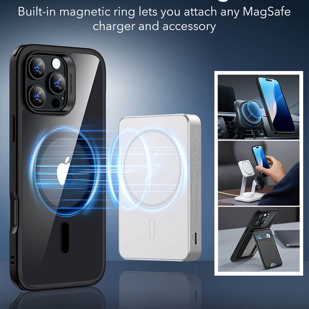 ESR iPhone 16 Pro Max Classic Hybrid Halolock Σκληρή Θήκη με Πλαίσιο Σιλικόνης και MagSafe - Διάφανη / Black