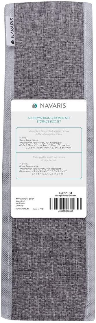 Navaris Σετ με 4 Κουτιά Αποθήκευσης για Συρτάρι - Brown / White - 49051.04