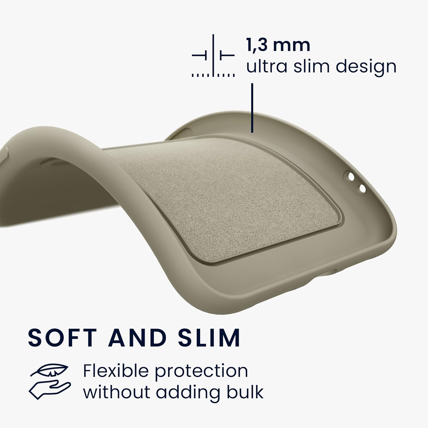 KW iPhone 15 Pro Θήκη Σιλικόνης TPU με Υποδοχή για Κάρτα - Matte Light Grey