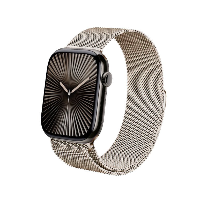 Crong Λουράκι Apple Watch 4/5/6/7/8/9/10/11 - SE (1/2/3) - ULTRA (1/2/3) - 44/45/46/49mm από Ανοξείδωτο Ατσάλι - Milano Steel - Champagne