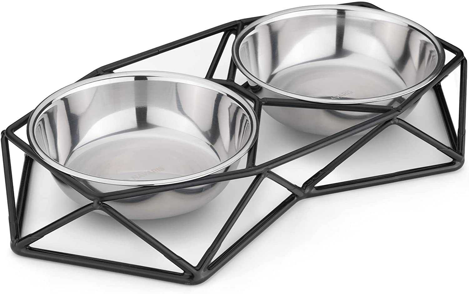 Navaris Pet Bowl - Σετ με 2 Μπολ Φαγητού και Νερού με Μεταλλική Βάση για Κατοικίδια - 54103.01