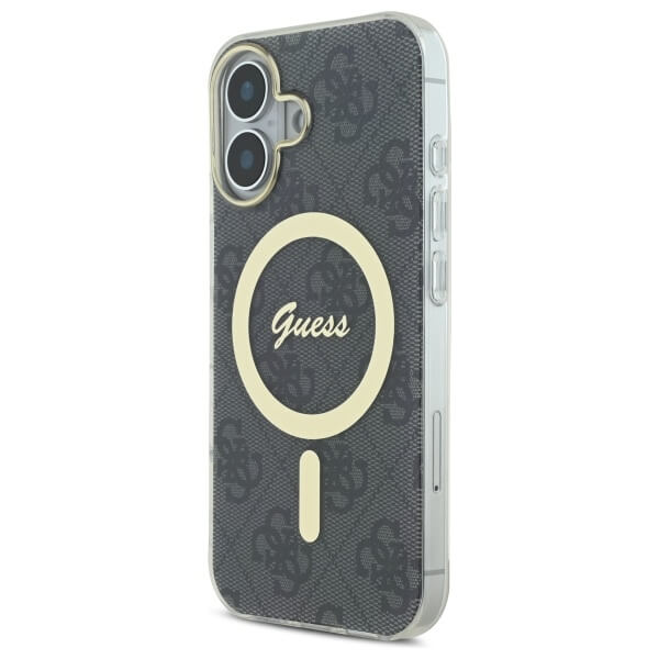 Guess iPhone 16 Plus - IML 4G MagSafe - Σκληρή Θήκη με Πλαίσιο Σιλικόνης - Black - GUHMP16MH4STK