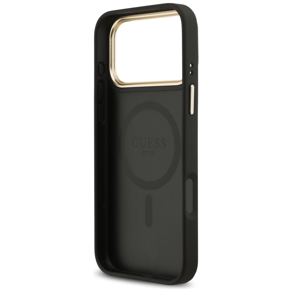 Guess iPhone 17 Pro Max - 4G PU Classic Logo MagSafe - Σκληρή Θήκη με Πλαίσιο Σιλικόνης και Επένδυση Οικολογικού Δέρματος - Black - GUHMP17XP4MSEGCK