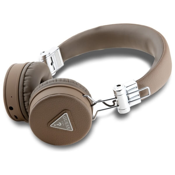 Guess Over-Ear Grained Classic Round Shape - Ασύρματα Bluetooth Ακουστικά - Brown