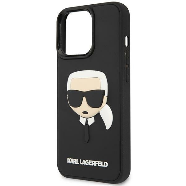 Karl Lagerfeld iPhone 14 Pro - 3D Rubber Karl's Head Σκληρή Θήκη με Πλαίσιο Σιλικόνης - Black - KLHCP14LKH3DBK