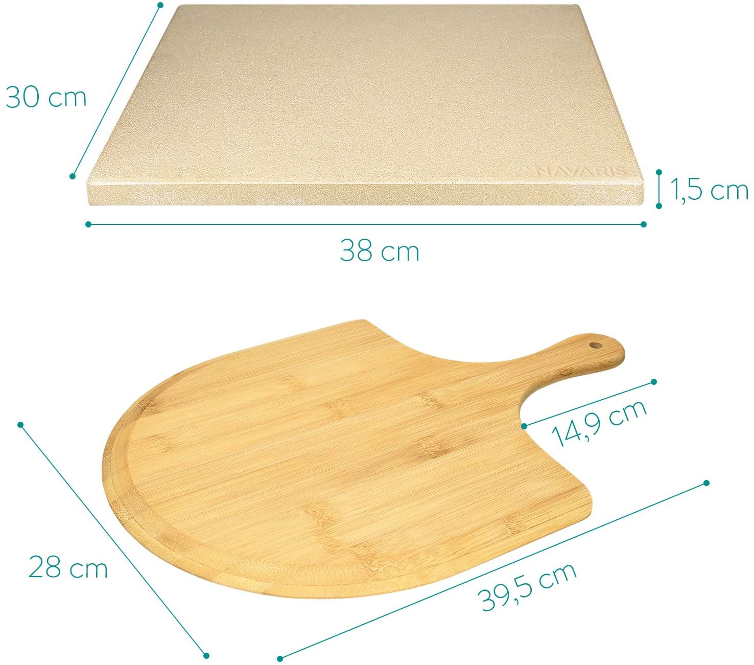 Navaris Σετ Πέτρα Ψησίματος και Ξύλινο Φτυάρι Πίτσας - 48593.01