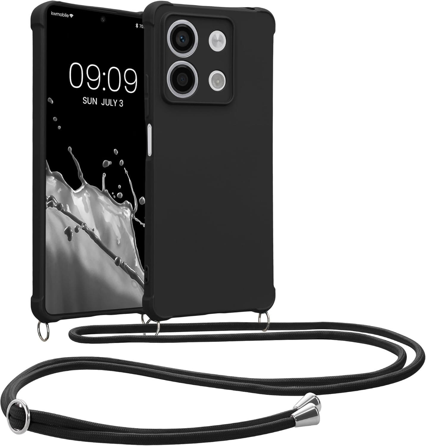 KW Xiaomi Redmi Note 13 5G Θήκη Σιλικόνης TPU με Λουράκι - Black