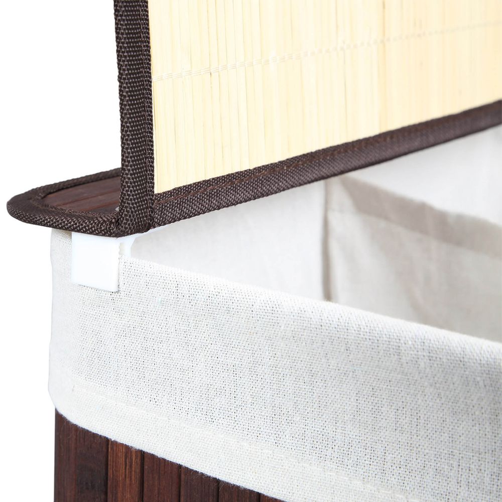 Songmics Καλάθι Απλύτων από Μπαμπού με 2 Εσωτερικά Διαμερίσματα -100L - Brown - LCB72Z