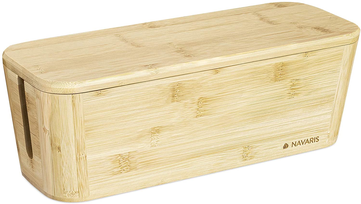 Navaris Κουτί Οργάνωσης Καλωδίων με Καπάκι - Bamboo - 52804.01