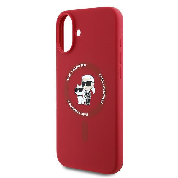 Karl Lagerfeld iPhone 16 Plus - Silicone KC Heads Ring MagSafe - Θήκη Σιλικόνης με MagSafe - Red - KLHMP16MSCMKCRHR