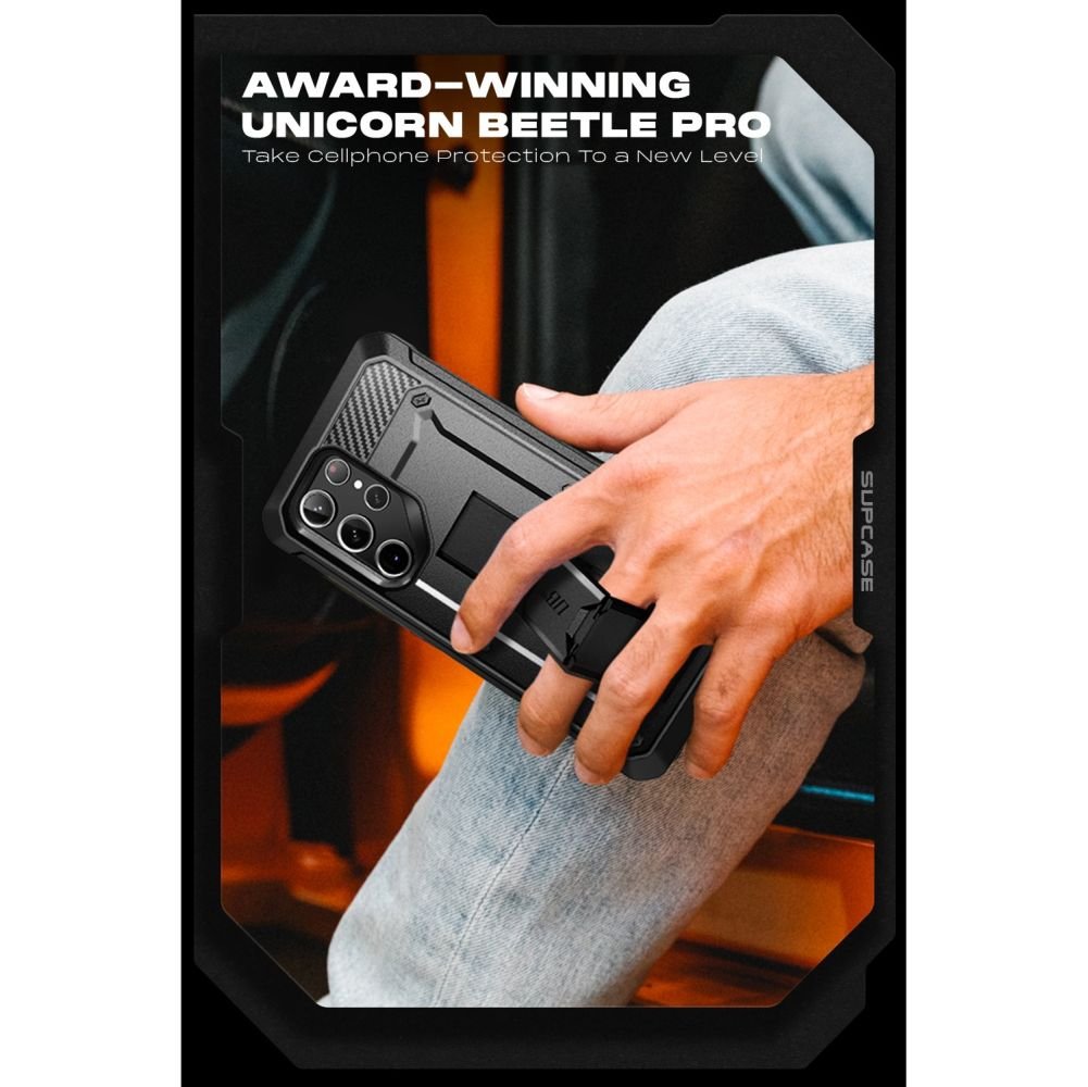 Supcase Samsung Galaxy S23 Ultra Unicorn Beetle Pro 2 Σκληρή Θήκη με Προστασία Οθόνης και Stand - Black
