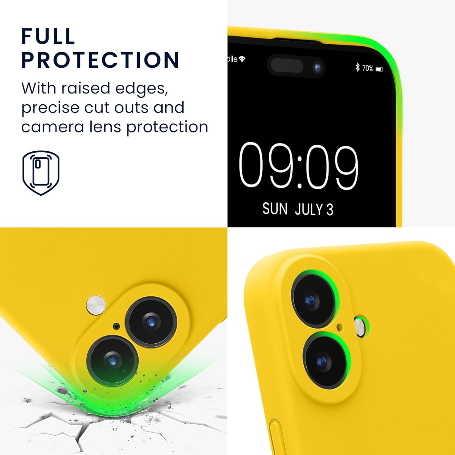 KW iPhone 16 Θήκη Σιλικόνης Rubberized TPU - Bright Yellow