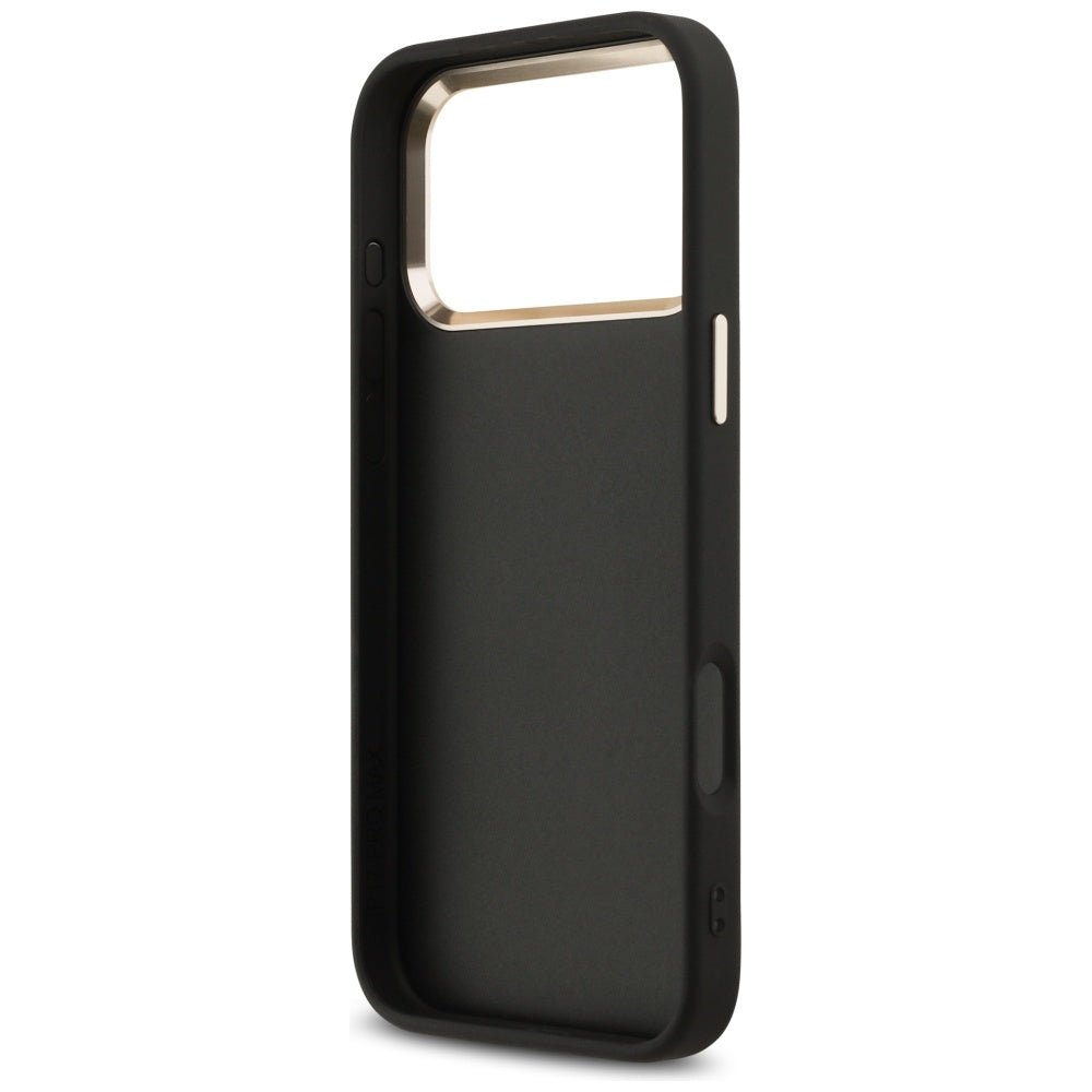 Guess iPhone 17 Pro Max - 4G Big 4G Classic Logo - Σκληρή Θήκη με Πλαίσιο Σιλικόνης και Επένδυση από Οικολογικό Δέρμα - Black / Gold - GUHCP17X4GMGCGR