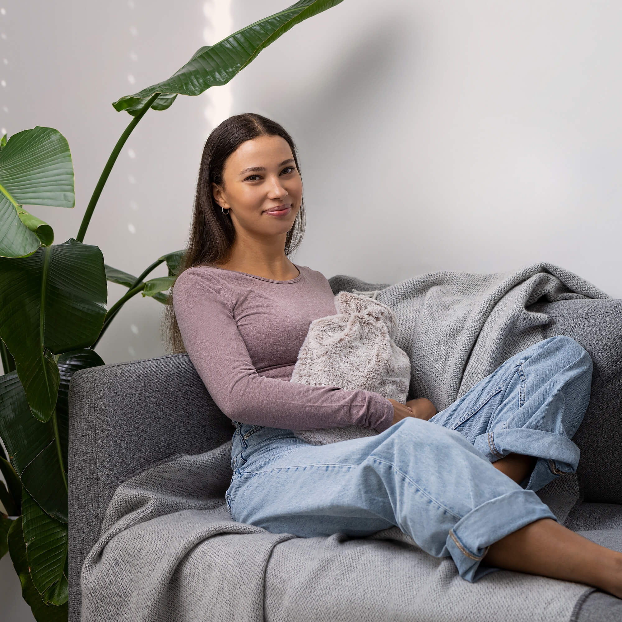 Navaris Θερμοφόρα Ζεστού Νερού με Γούνινη Θήκη - 2L - Beige - 54814.11