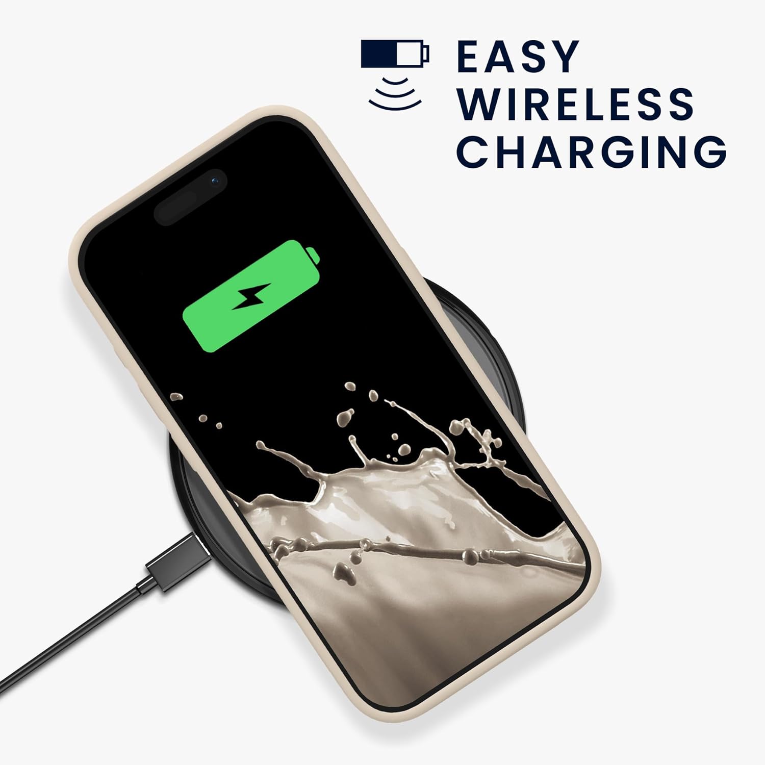 KW iPhone 15 Pro Θήκη Σιλικόνης Rubberized TPU - Cream