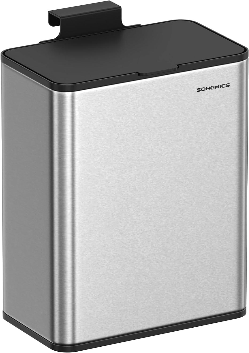 Songmics Κρεμαστός Κάδος Απορριμμάτων για Ντουλάπι από Ατσάλι και Πλαστικό Καπάκι - 8L - Metallic Silver - LTB810E08