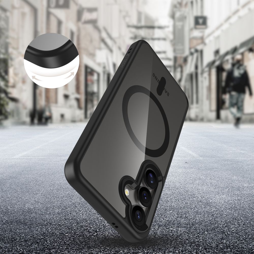 Tech-Protect Samsung Galaxy S25 MagMat Σκληρή Θήκη με Πλαίσιο Σιλικόνης και MagSafe - Black / Διάφανη