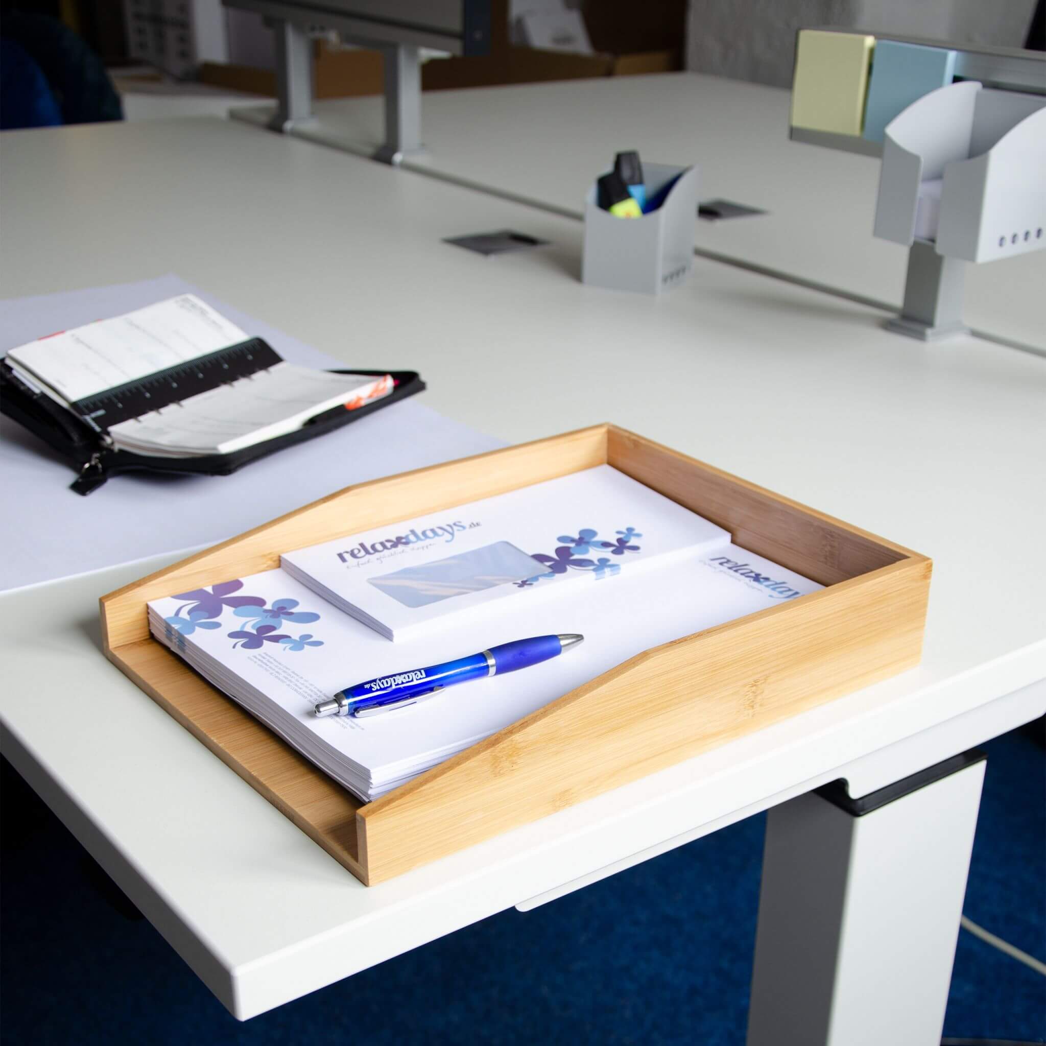 Relaxdays Θήκη Αποθήκευσης και Οργάνωσης Εγγράφων από Bamboo - Natural - 4052025140557