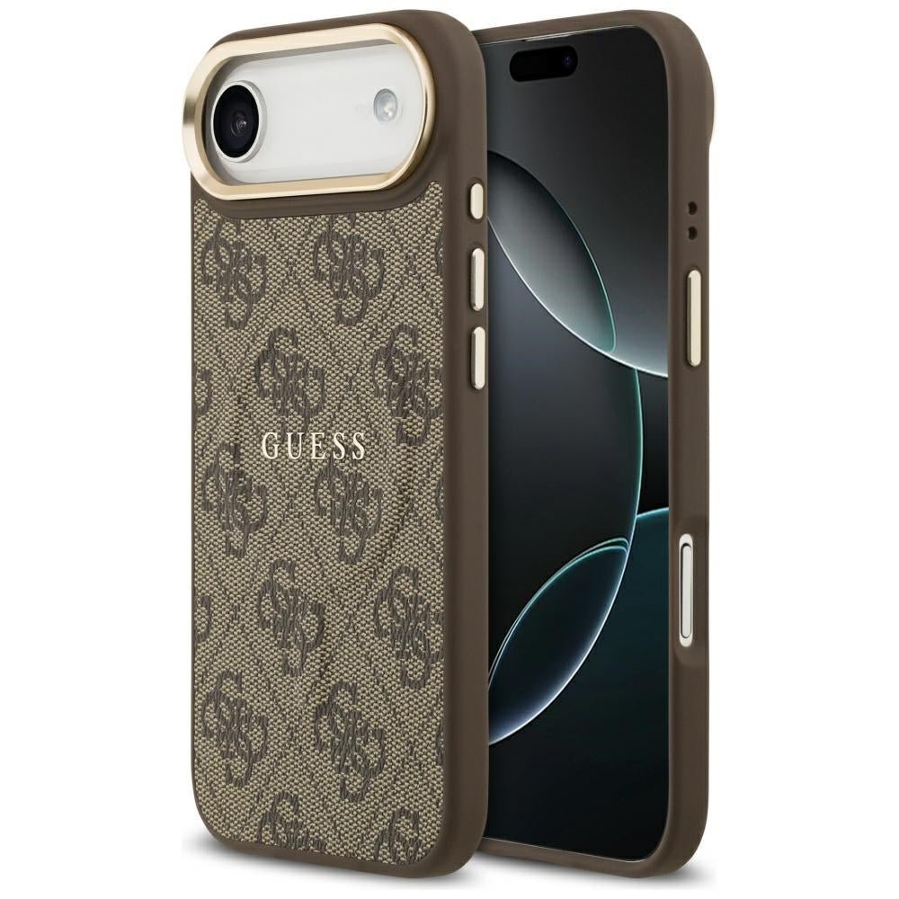 Guess iPhone Air - 4G PU Classic Logo MagSafe - Σκληρή Θήκη με Πλαίσιο Σιλικόνης και Επένδυση Οικολογικού Δέρματος - Brown - GUHMP17MP4MSEGCW