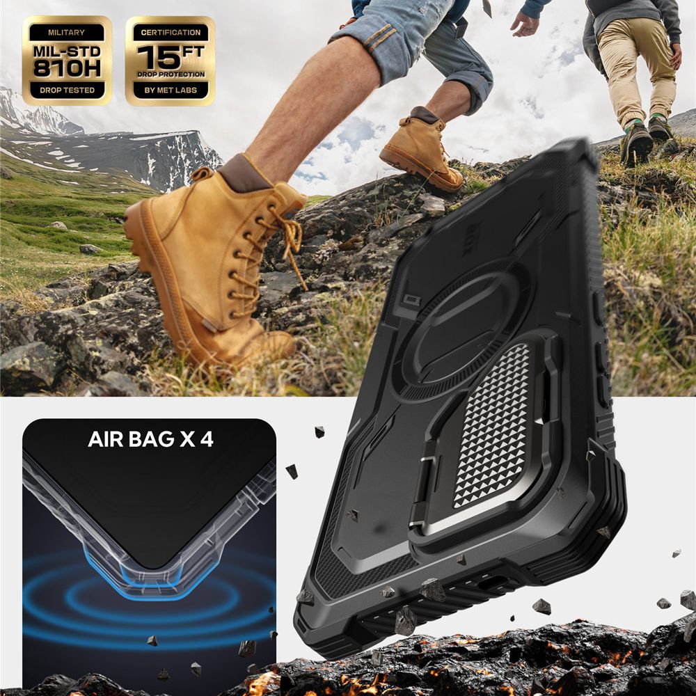 Supcase Samsung Galaxy S25 Ultra Armorbox Magsafe Σκληρή Θήκη με Προστασία Οθόνης και Κάλυμμα Κάμερας / Stand - Black
