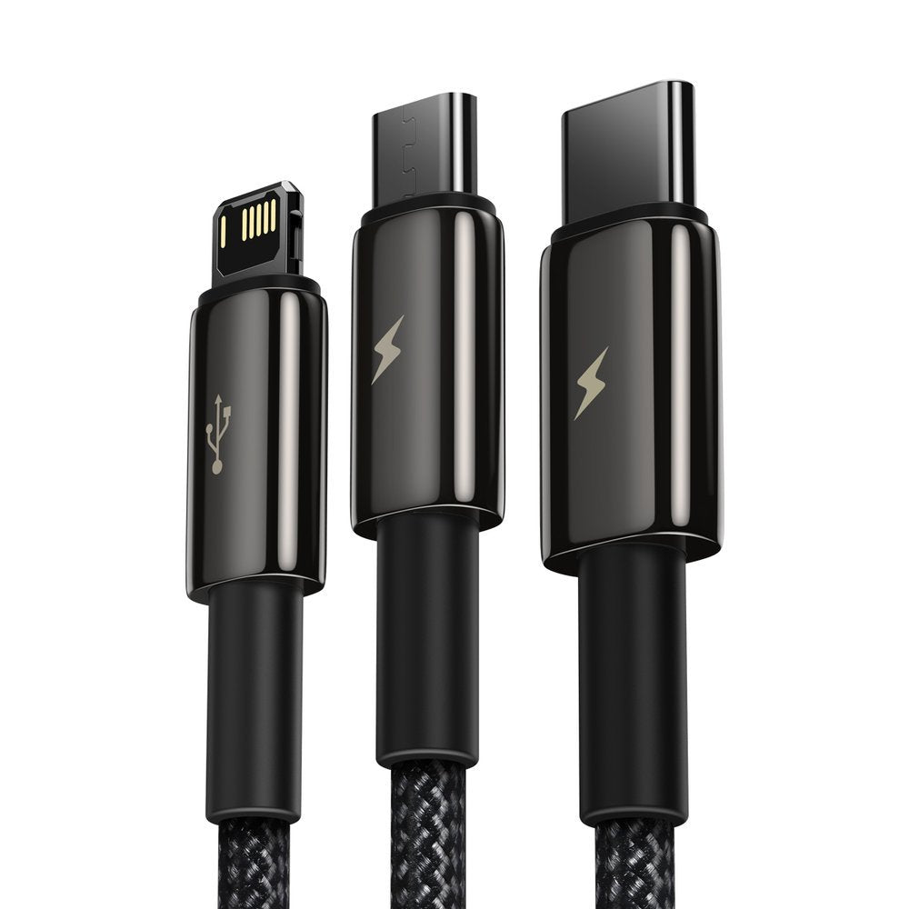 Baseus Tungsten Gold 3in1 Καλώδιο Φόρτισης 3.5A 1.5m - Micro USB / Lightning / Type-C - Black - CAMLTWJ-01