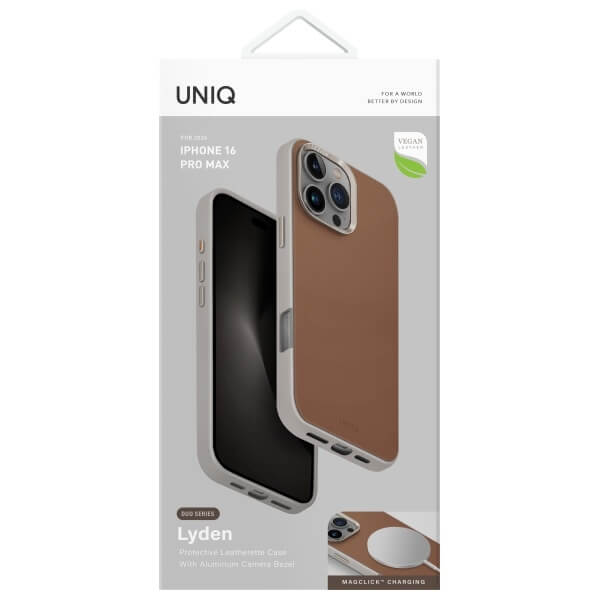 Uniq iPhone 16 Pro Max - Lyden DS - Σκληρή Θήκη με Επένδυση Συνθετικού Δέρματος και MagSafe - Carmel / Ivory