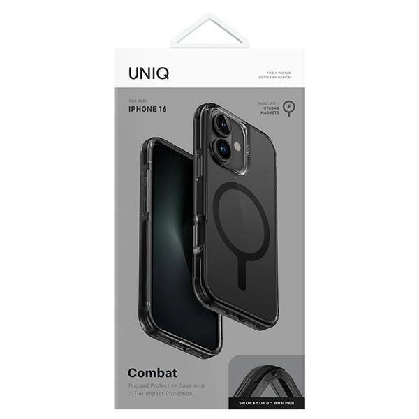 Uniq iPhone 16 Combat Magclick Σκληρή Θήκη με Πλαίσιο Σιλικόνης και MagSafe - Black