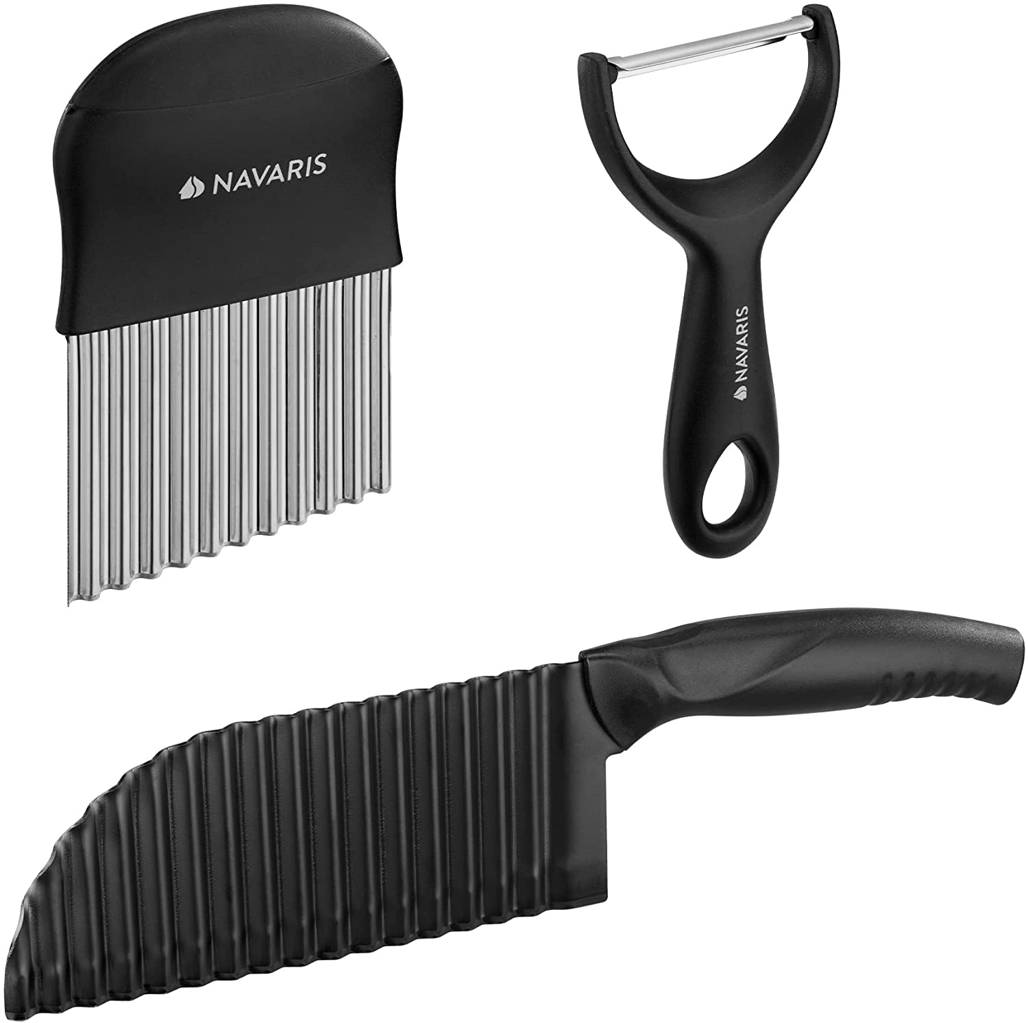 Navaris Σετ 3 Τεμαχίων Αποφλοίωσης και Κοπής Πατάτας - Black - 56129.03.01