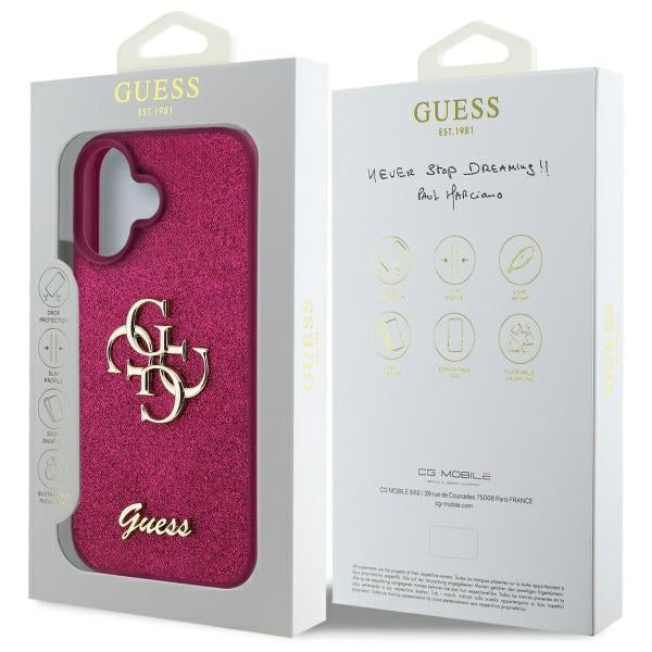 Guess iPhone 16 - Fixed Glitter Big 4G - Σκληρή Θήκη με Πλαίσιο Σιλικόνης - Purple - GUHCP16SHG4SGU