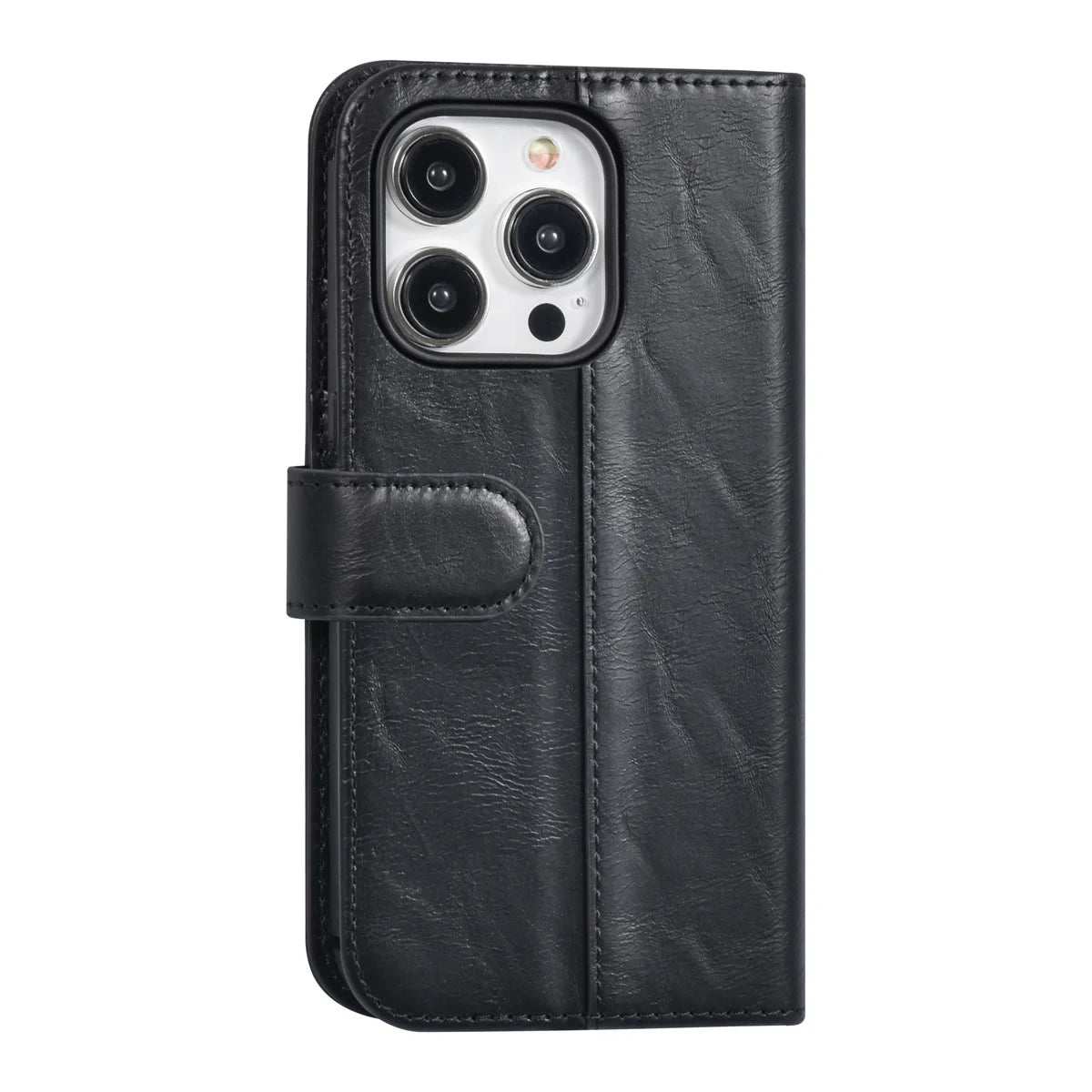 Tuniq iPhone 15 Pro - Θήκη Πορτοφόλι από Δερματίνη με Stand - Μαύρο