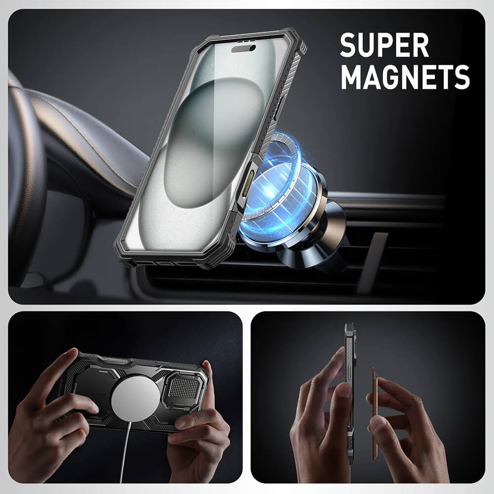 Supcase iPhone 16 Armorbox MagSafe Σκληρή Θήκη με Προστασία Οθόνης και Κάλυμμα Κάμερας / Stand - Black