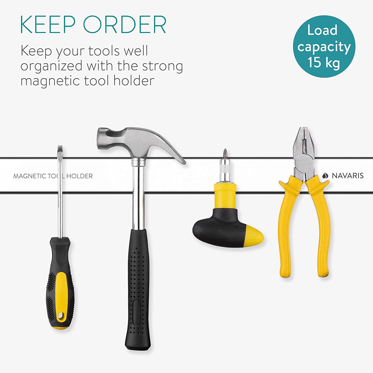 Navaris Σετ με 2 Επιτοίχιες Μαγνητικές Βάσεις Στήριξης Εργαλείων - 4 x 46 cm - Black - 54269.02