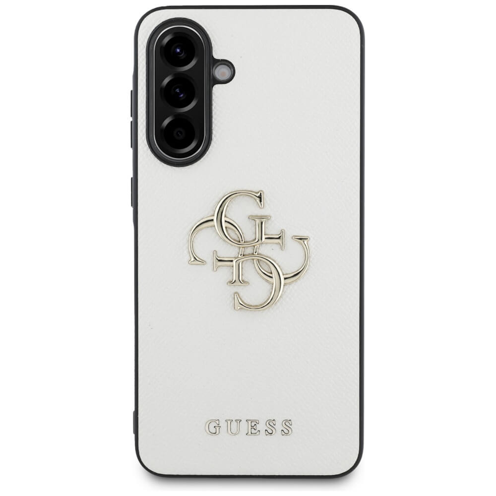Guess Samsung Galaxy A56 5G - Grained Big 4G Logo Small Classic Logo - Σκληρή Θήκη με Επένδυση από Οικολογικό Δέρμα - Beige - GUHCSA56PGT4MBE