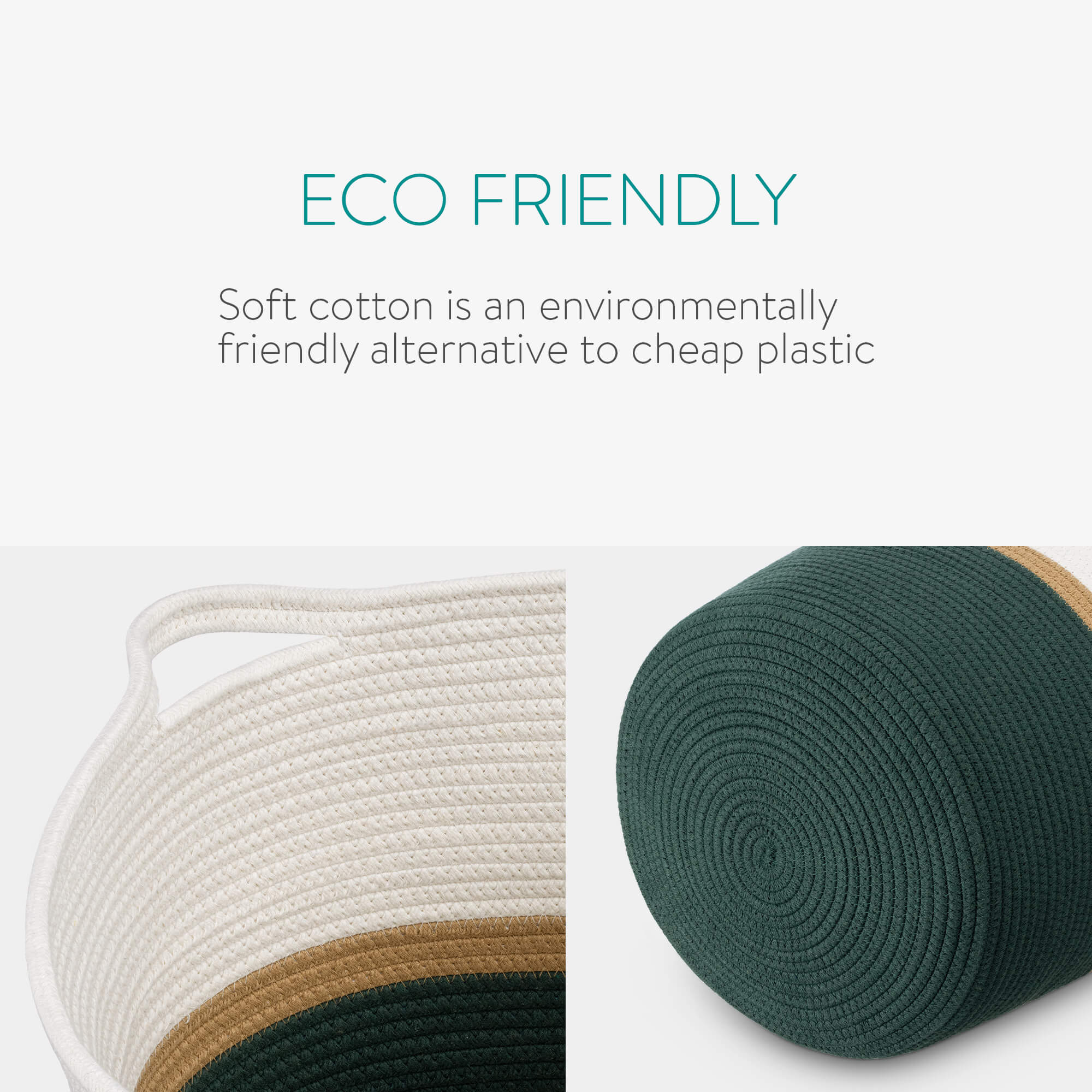 Navaris Βαμβακερό Καλάθι Αποθήκευσης - Dark Green / Natural / Cream - 55377.3.80