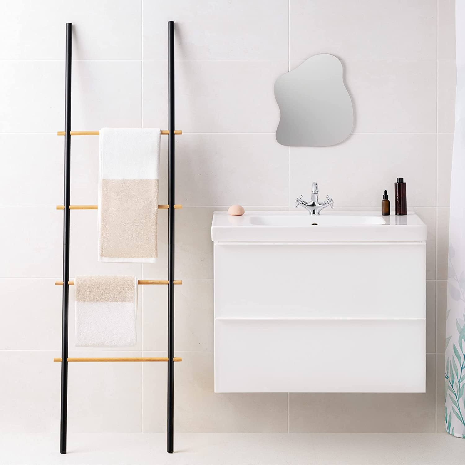 Navaris Σκάλα / Βάση Στήριξης για Πετσέτες από Σίδερο και Ξύλο - Black - 55219.01