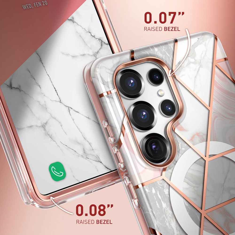 i - Blason Samsung Galaxy S25 Ultra Cosmo Mag Σκληρή Θήκη με Προστασία Οθόνης και Magsafe - Marble