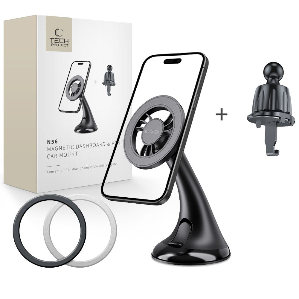 Tech-Protect N56 Μαγνητική MagSafe Βάση Αυτοκινήτου για το Ταμπλό και τον Αεραγωγό - Black